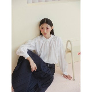 Chân váy OLV xếp ly chất liệu Jeans đứng form Navy Pleated Maxi Skirt dáng xòe thanh lịch