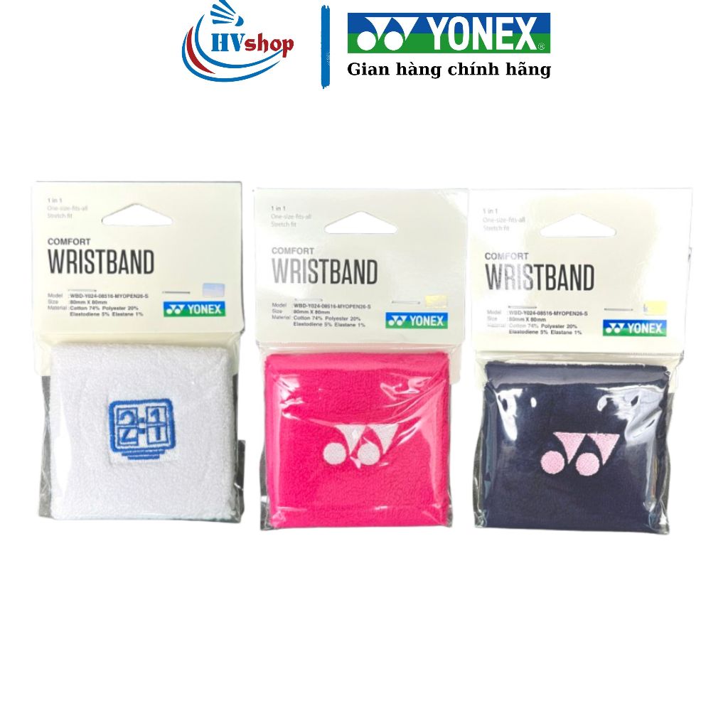 Băng chặn mồ hôi cổ tay Yonex Y024-08516 chính hãng, pack 1in1, thấm hút mồ hôi - HVShop