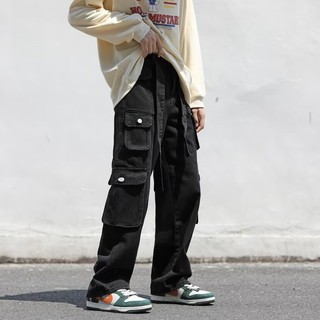 Quần jean nam nữ 8 túi hộp đai to Hiphop ống rộng xuông dài cargo pants Avocado