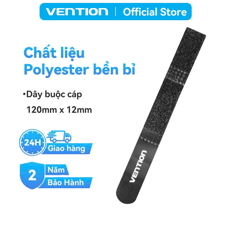 Dây Dán Cố Định Cáp Sạc Tai Nghe Vention 120x12mm, Tự Dính, Chất Liệu Polyester + Nylon Bền Chắc