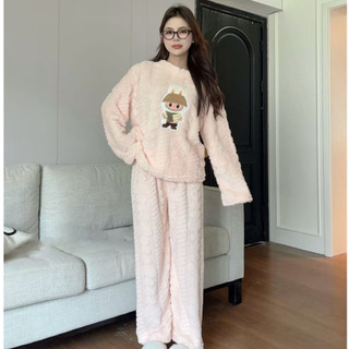 B131 Bộ đồ ngủ Lông san hô dày dặn ấm ấp hình Labubu tử Phương Linh Underwear