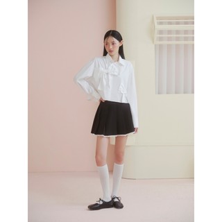 Chân váy OLV tennis xòe phối ren nữ tính Black Lace Trim Pleated Mini Skirt phù hợp đi chơi