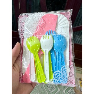 COMBO Phụ Kiện Ăn Bánh Kem, Bánh Sinh Nhật- set dao dĩa dùng một lần