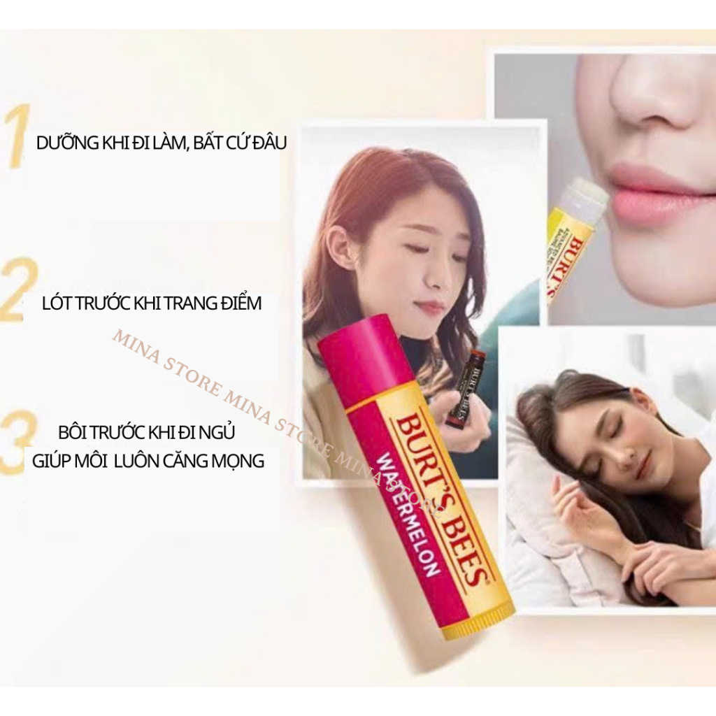 Son Dưỡng Burt’s Bees 4.25g Bees Moisturizing Lip Balm dưỡng môi, son dưỡng không màu Bill Mỹ