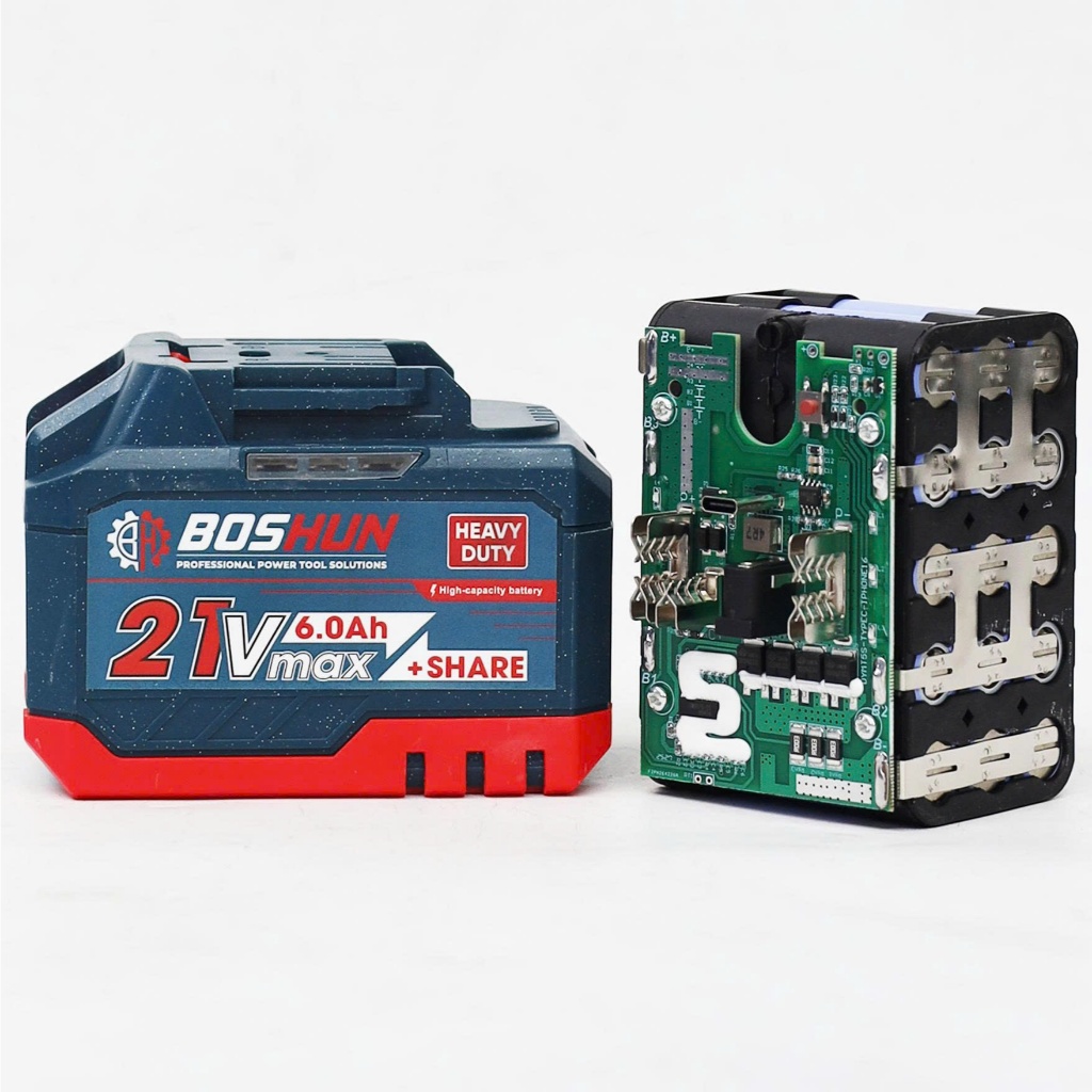 Combo Pin 15 Cell + Sạc Boshun BS-BK1506C, Dung Lượng Cực Lớn, Bảng Mạch Bền Bỉ, Có Cổng Sạc USB