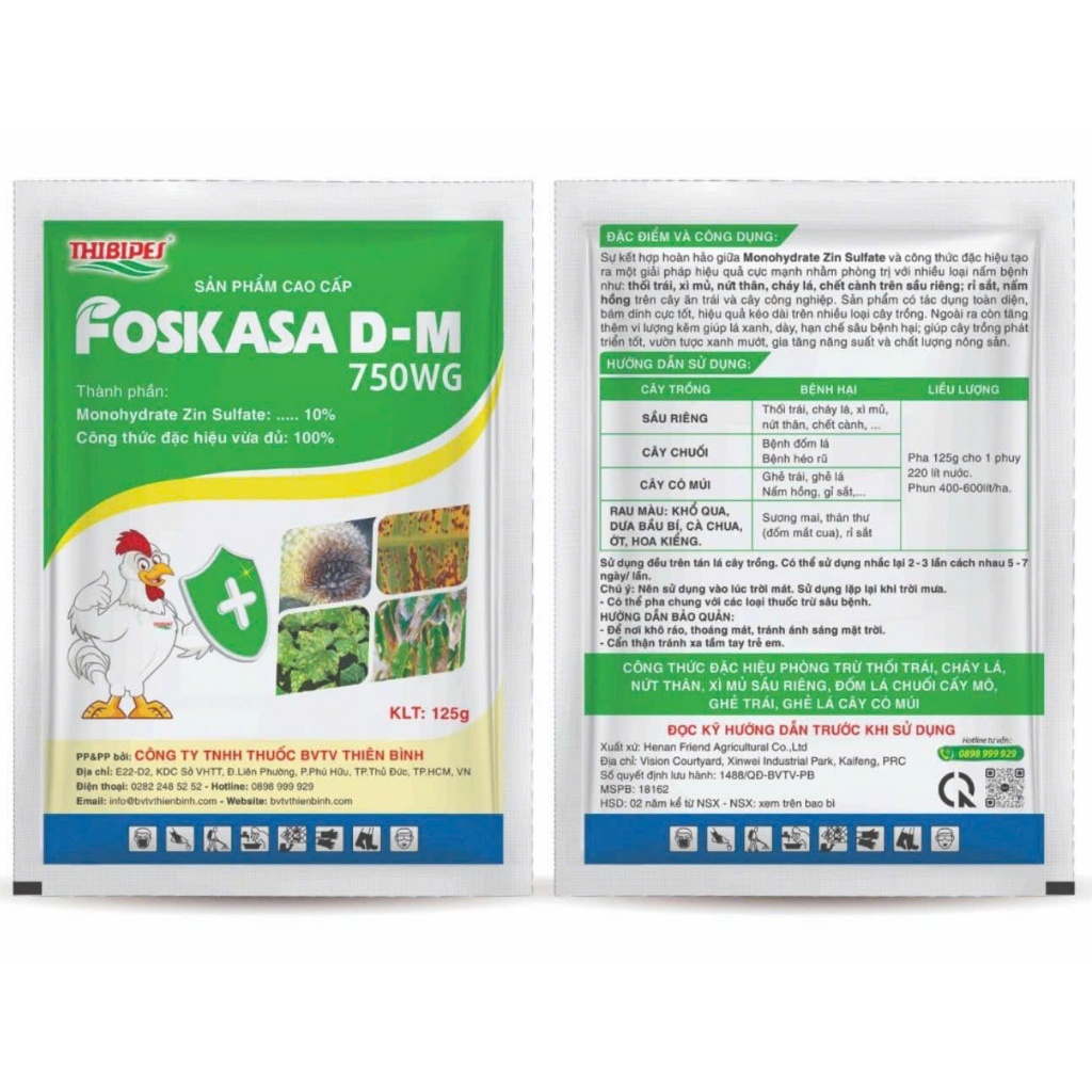 COMBO SẠCH BỆNH TOÀN DIỆN/ AMTIVO 75WG (70g) & FOSKASA D-M 750WG (125g) - Xanh Cây, Dày Lá, Chống Thối Trái & Cháy Lá