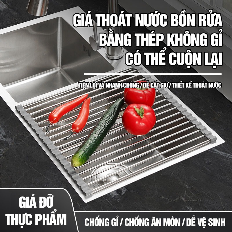 Kaleis Giá Inox 304 Gác Bồn Rửa Chén Đựng Bát Đĩa Tiện Lợi – Chất Liệu Silicon Thực Phẩm, Đa Năng, Hữu Ích
