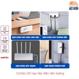 Set 20 nẹp dây điện dán tường, cố định dây điện - siêu dính, tiện dụng