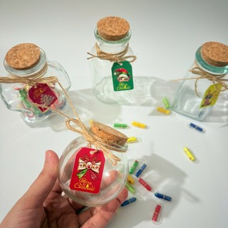 (Noel Lọ 100ml+tag giáng sinh) Lọ chữa lành thủy tinh xinh xắn kèm viên nang viết lời chúc làm quà tặng ý nghĩa