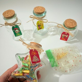 (Noel Lọ 100ml+tag giáng sinh) Lọ chữa lành thủy tinh xinh xắn kèm viên nang viết lời chúc làm quà tặng ý nghĩa