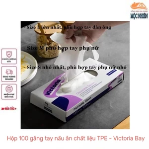 Hộp 100 găng tay nấu ăn Victoria Bay, chất liệu TPE siêu dai