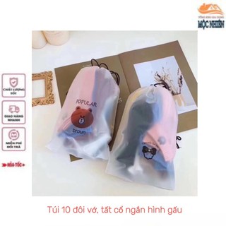 Túi 10 đôi vớ, tất cổ ngắn hình gấu siêu dễ thương