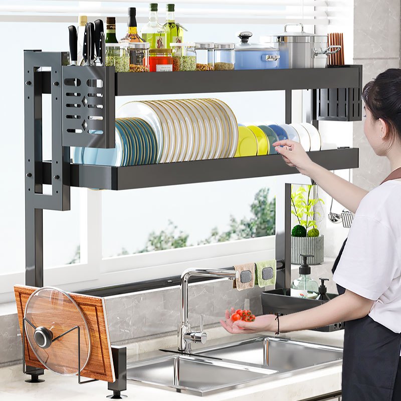 Kaleis Kệ Đựng Chén Đĩa Đa Năng 65cm, 1/2 Tầng, Cao Cấp, Điều Chỉnh Được Trên Bồn Rửa