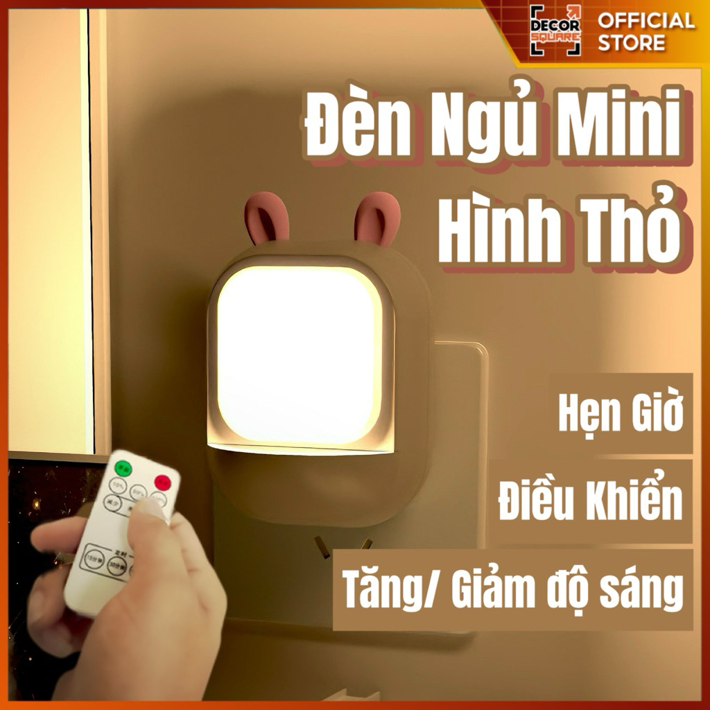 Đèn ngủ thông minh hình thỏ dễ thương, remote điều khiển, decor phòng ngủ, quà tặng giáng sinh