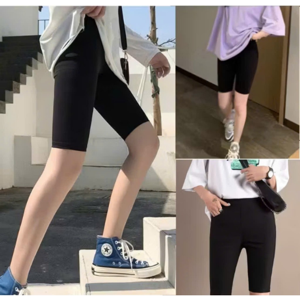 Quần legging ngố nâng mông lửng nữ, dày dặn thoáng mát
