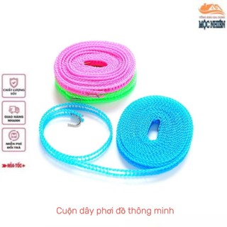 [Cuộn 5m] Dây phơi quần áo, phơi đồ có móc treo thông minh