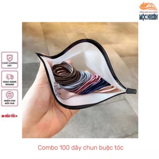 Set 100 dây chun buộc tóc kèm túi zip dễ thương, tiện dụng