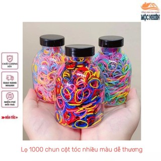 Lọ 1000 dây chun cột tóc dùng cho các bé, nhiều màu dễ thương, không gây đau cho bé