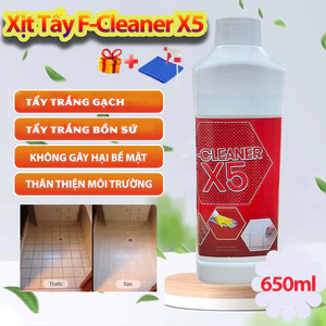 Nước Tẩy Trắng Vệ Sinh Sàn Nhà Dạng Xịt F-Cleaner X5 650ml Làm Sạch Bề Mặt Sàn Đá Hóa, Đường Chỉ Gạch