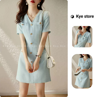 Đầm thiết kế KYE vải dạ thu đông màu xanh sang trọng Venica dress