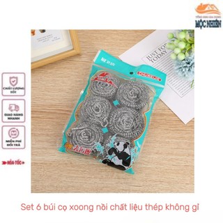 Set 6 búi cọ xong nồi chất liệu thép không gỉ