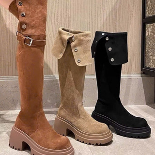 Bốt đùi da lộn đi 2 kiểu dưới gối và đến gối
