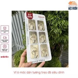 Vỉ 6 móc dán tường treo đồ siêu dính, chịu lực tốt - tiện dụng, đa năng