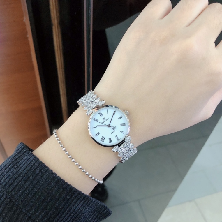 Đồng Hồ Nữ Chính Hãng Royal Crown 2601 Jewelry Dây Kim Loại Đính Đá Chống Nước Chống Xước