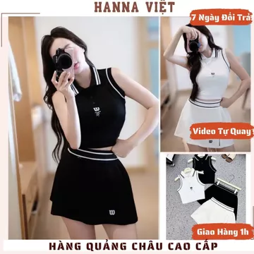 Set Đồ Nữ, Đồ Thể Thao Nữ, Đồ Pick Nữ, Set Áo Sát Nách W Cổ Bẻ Phối Chân Váy Xếp Ly Umi H3 Ms366
