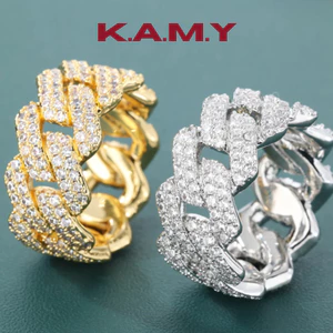 Nhẫn Mắt Xích Đính Đá CZ Cao Cấp K.A.M.Y – Nhẫn Mạ Vàng/Bạc Sang Trọng, Thời Trang Nam Nữ