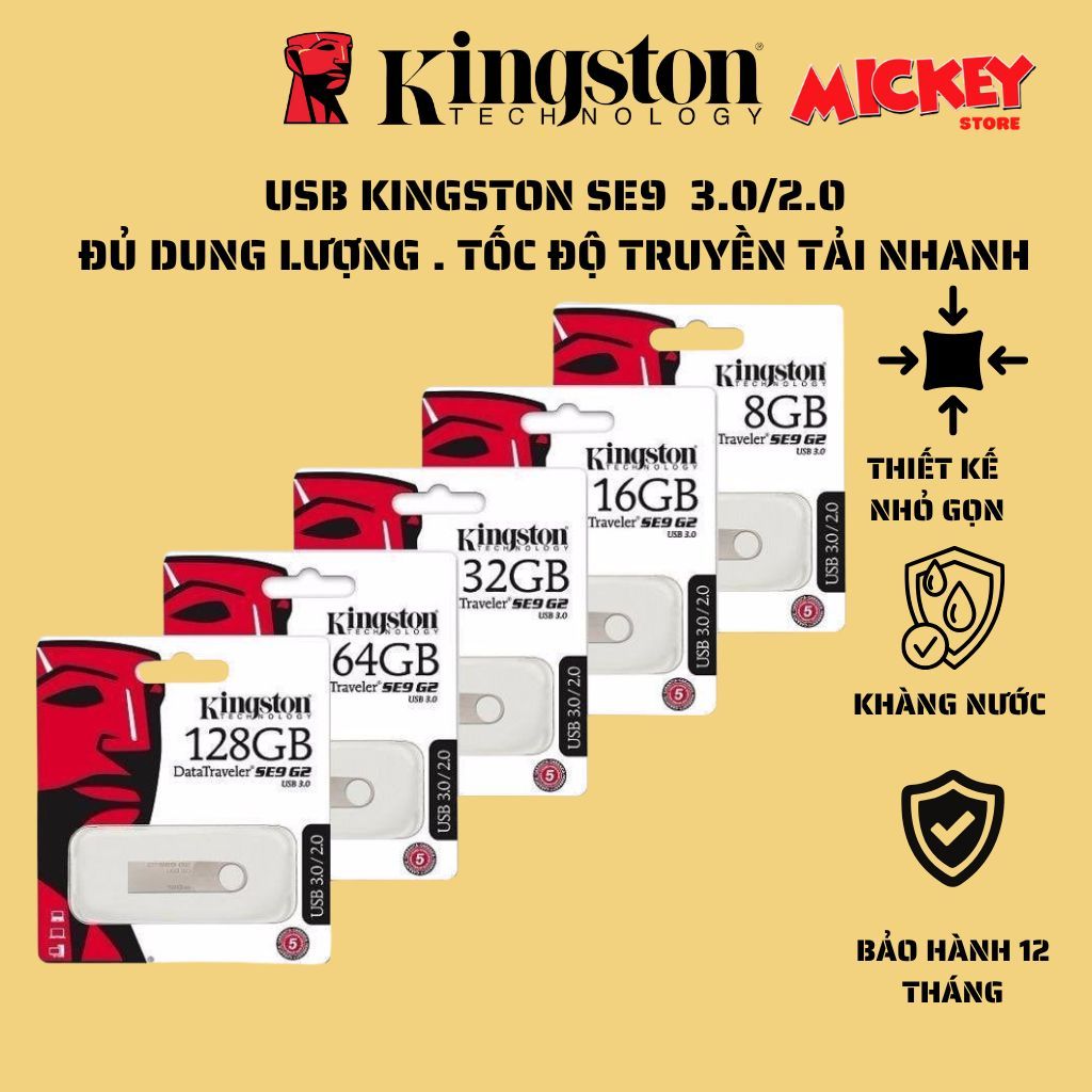 Usb Kingston 3.0/2.0 128gb/ 64gb/ 32gb/ 16gb/ 8gb/ 4gb /2gb chống nước , thiết kế nhỏ gọn ,tiện lợi