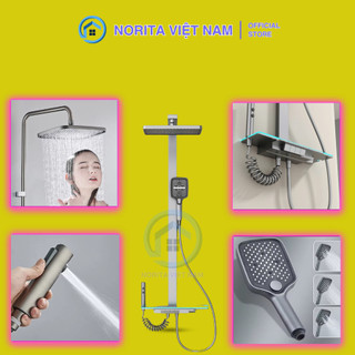 Sen Cây Tắm Đứng Nóng Lạnh Norita V10 Pro Full LED Hiển Thị Nhiệt Độ  Củ Đồng, Mạ Titan, Bảo Hành 3 Năm