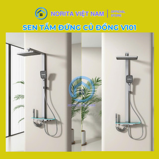 Sen Cây Tắm Đứng Nóng Lạnh Norita V10 Pro Full LED Hiển Thị Nhiệt Độ  Củ Đồng, Mạ Titan, Bảo Hành 3 Năm