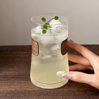 Bộ 6 Ly thủy tinh có đai gỗ 400ml cao cấp kiểu Nhật – ly uống nước, cocktail, cà phê