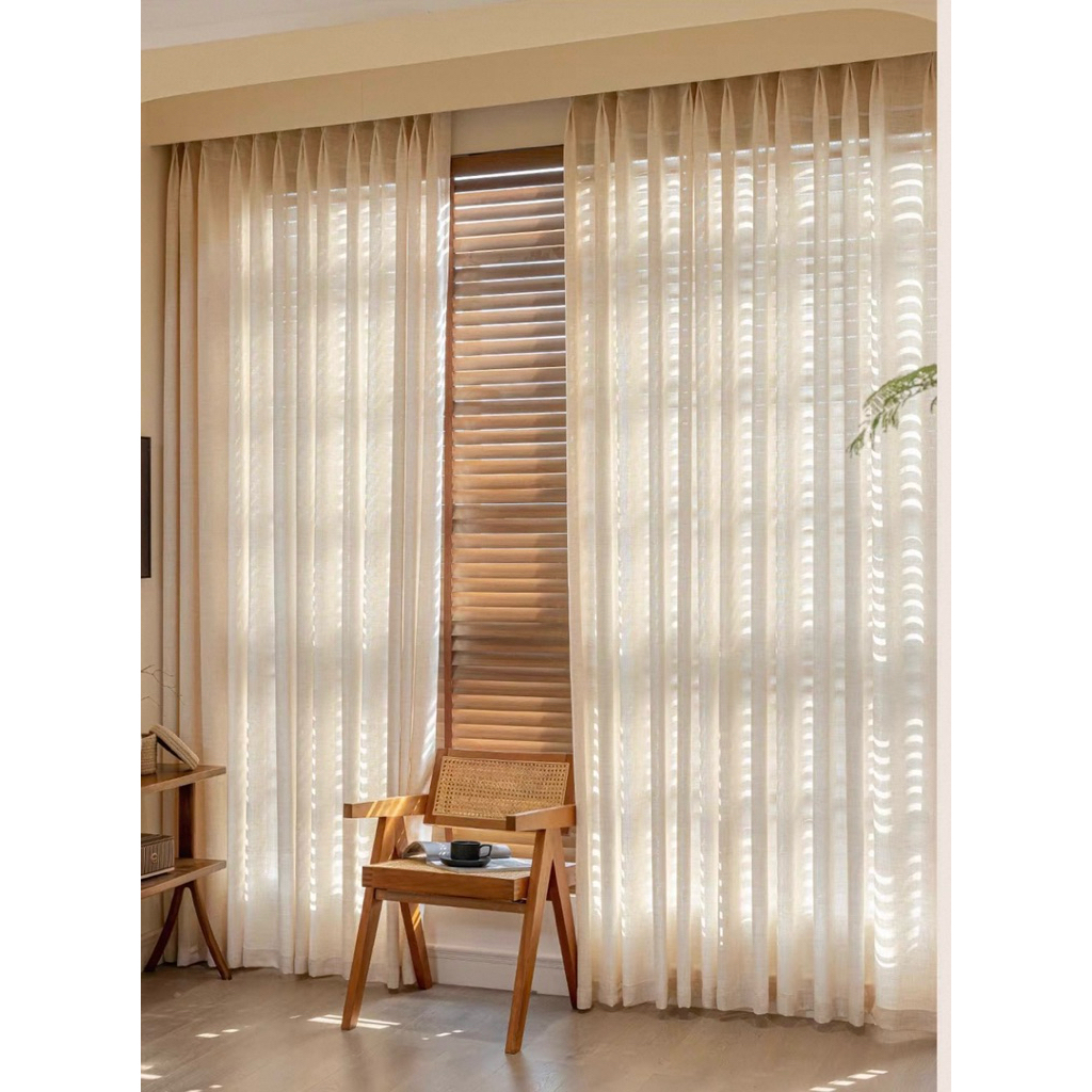 {Hàng sẵn}{RÈM_TRE_VIỆT} Rèm khoen , Vải Voan Đũi Linen màu be (không ...