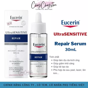 (TEM CTY) Tinh Chất Eucerin Ultra Sensitive Repair Serum 30mL Giúp Phục Hồi Da Sau Lazer, Lăn Kim