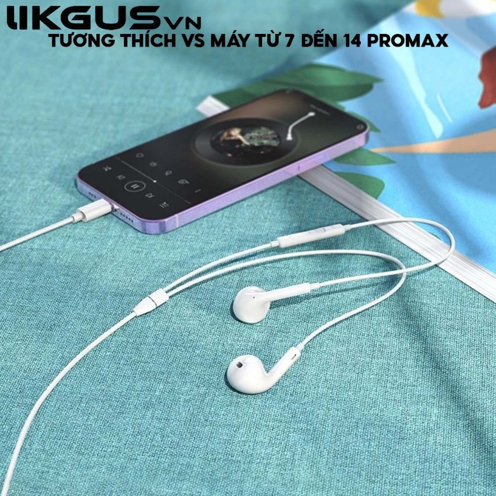 Tai Nghe Chân Dẹt Cho 7 Đến 14Promax Cắm Nghe Luôn Không Cần Kết Nối Bluetooth - Có Đàm Thoại