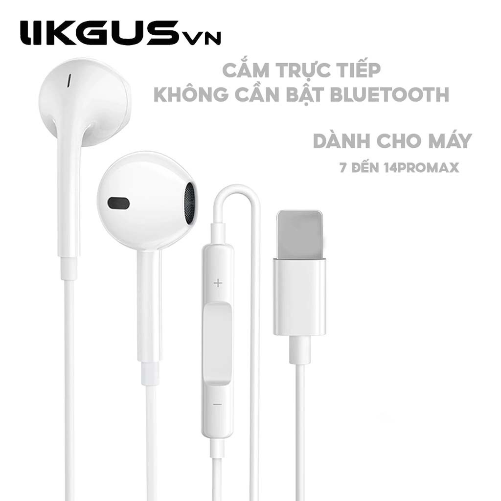 Tai Nghe Chân Dẹt Cho 7 Đến 14Promax Cắm Nghe Luôn Không Cần Kết Nối Bluetooth - Có Đàm Thoại