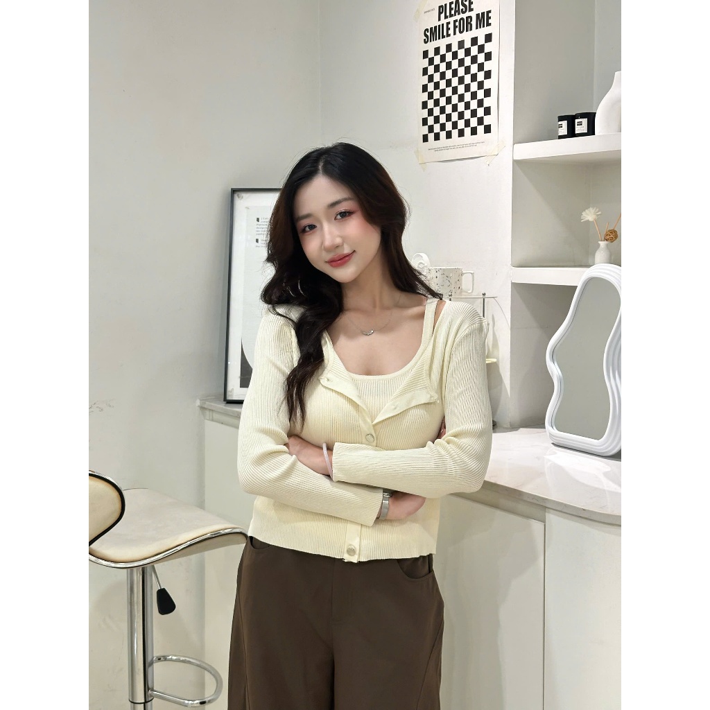 [DEAL mở bán - Thu Đông Collection] Set Cardigan len trơn dài tay mix áo 2 dây mềm mịn xinh xắn CDG4 DORY CHIC