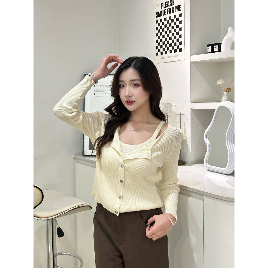 [DEAL mở bán - Thu Đông Collection] Set Cardigan len trơn dài tay mix áo 2 dây mềm mịn xinh xắn CDG4 DORY CHIC