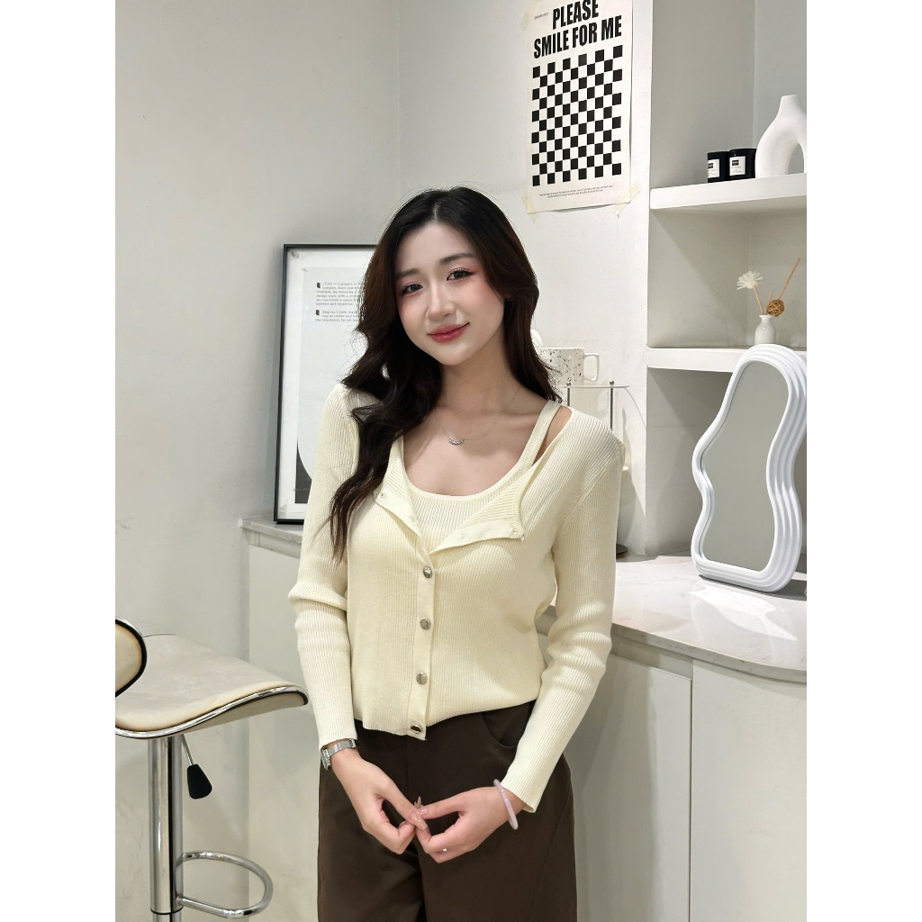 [DEAL mở bán - Thu Đông Collection] Set Cardigan len trơn dài tay mix áo 2 dây mềm mịn xinh xắn CDG4 DORY CHIC