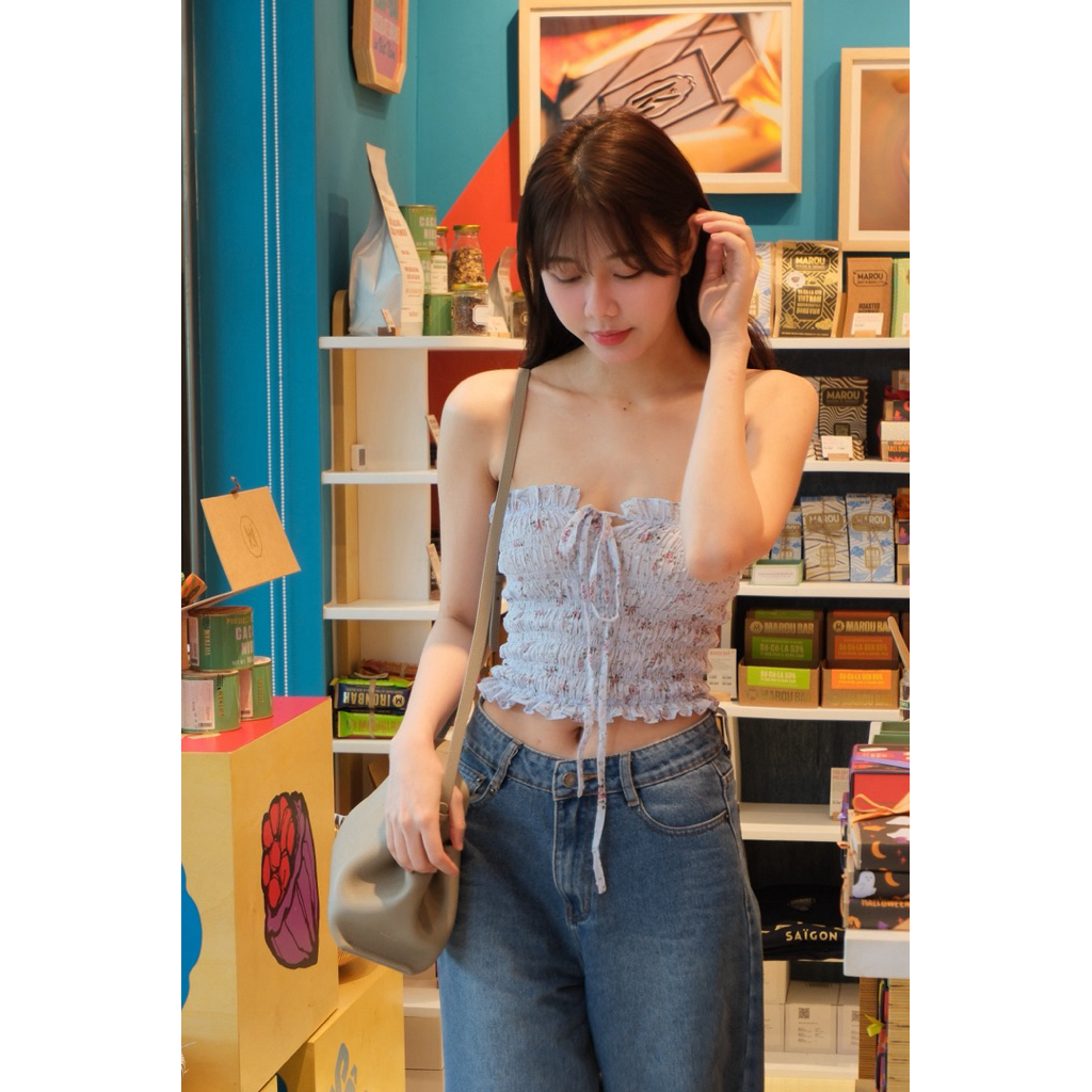 áo ống bo chun hoa nhí dáng croptop