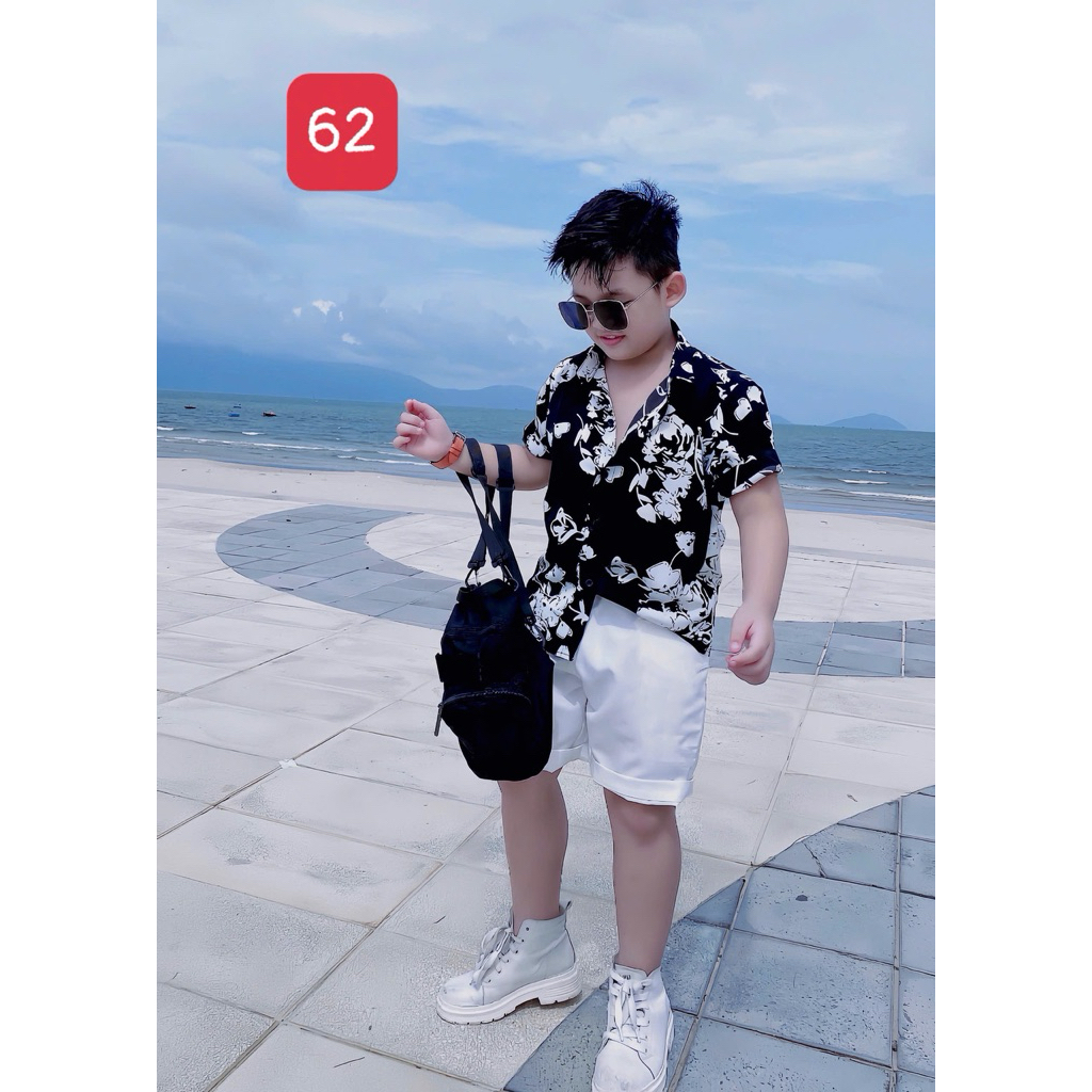 set sơmi hoạ tiết cao cấp cho bé trai TONI 10-52kg