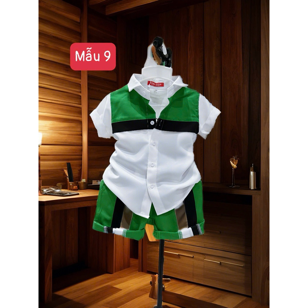 set sơmi  phối lạ mắt cho bé trai 10-52kg TONIKIDS thiết kế cao cấp