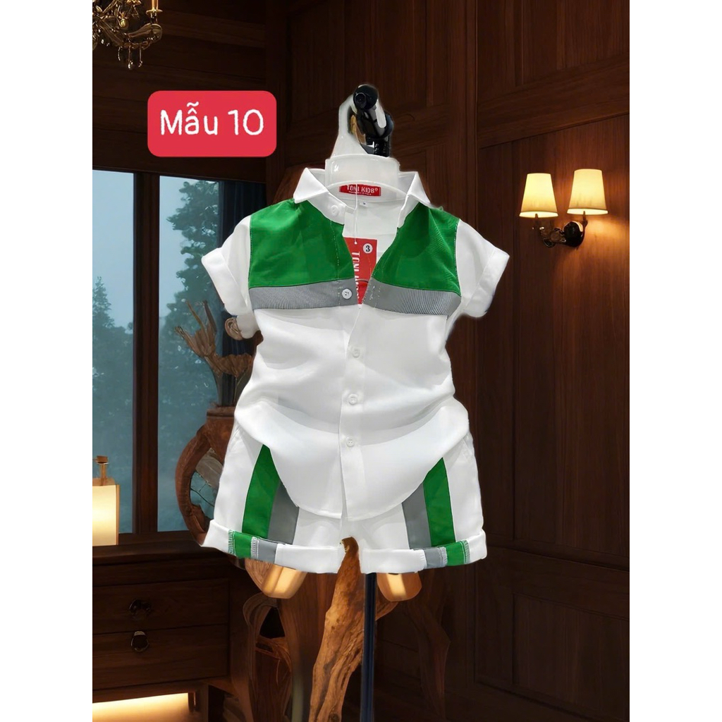 set sơmi  phối lạ mắt cho bé trai 10-52kg TONIKIDS thiết kế cao cấp