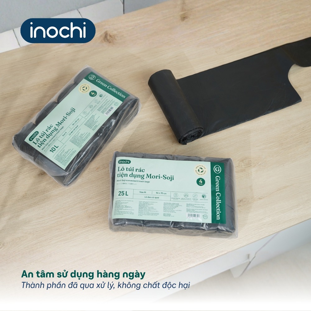 [NEW] Lô 4 Túi rác MORI-SOJI từ nhựa tái sinh, Có quai xách, Chống thấm nước, Ngăn rò rỉ hiệu quả khi chứa rác ướt