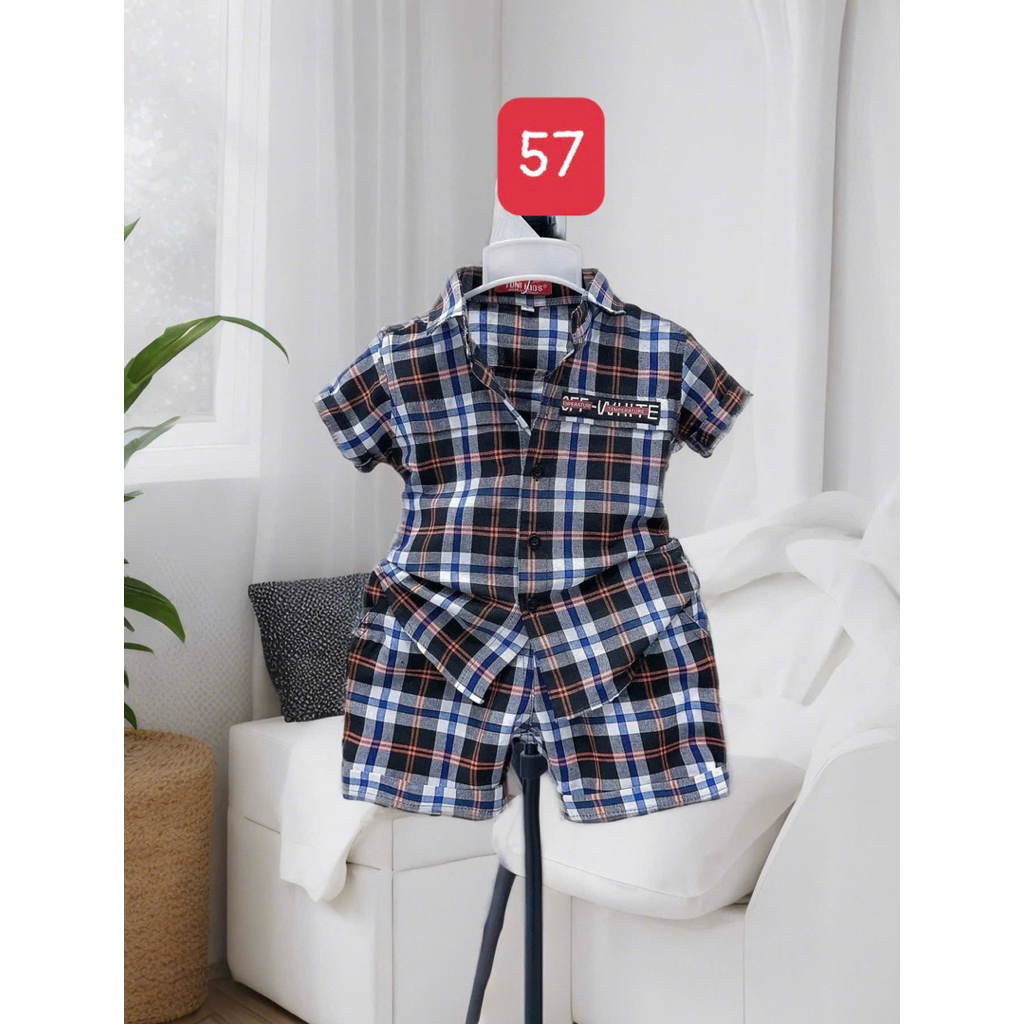 Bộ sơmi caro màu cho bé trai 10kg-54kg TONIKD