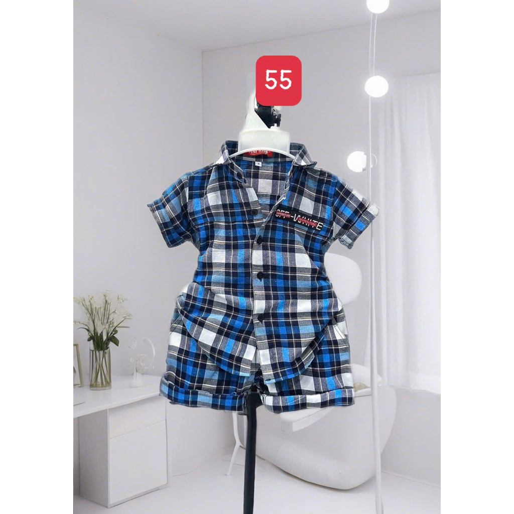 Bộ sơmi caro màu cho bé trai 10kg-54kg TONIKD
