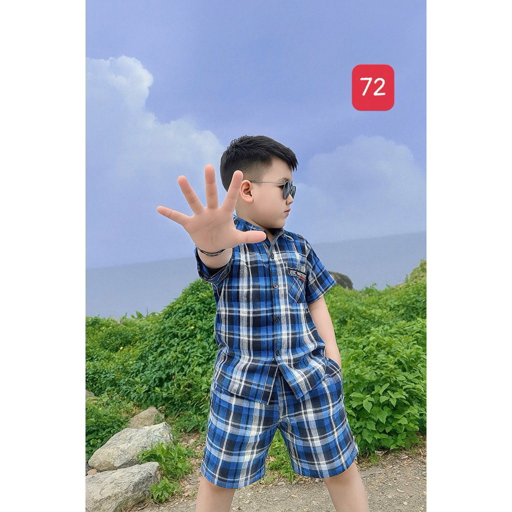 Bộ sơmi caro màu cho bé trai 10kg-54kg TONIKD