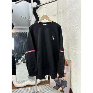 Áo Nỉ Sweater Nam Nữ, Họa Tiết Phối Viền Tay Sọc Thêu Ngựa Ngực, Vải Nỉ Bông Mềm Mịn Ấm Áp Form Phồng